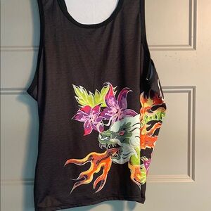 Black and Yellow Sleeveless Fantasy Tank Top